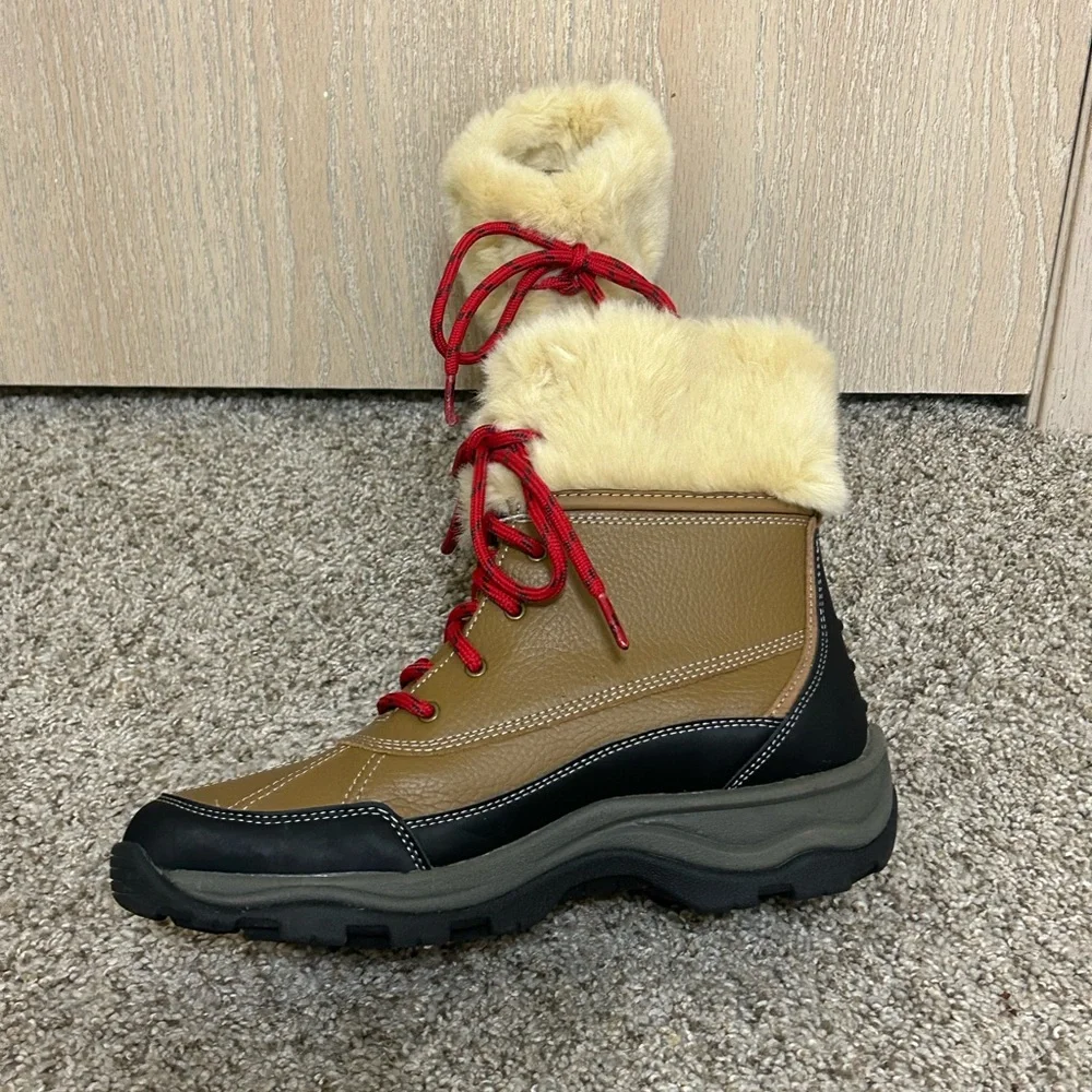 Clarks Mazlyn Arctic Duck Boots Women's Size 7.5 D Brown Leather Faux Fur Winter
